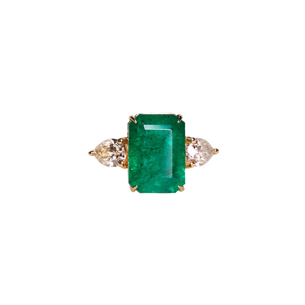 Maria José Jewelry African Emerald Ring front view
