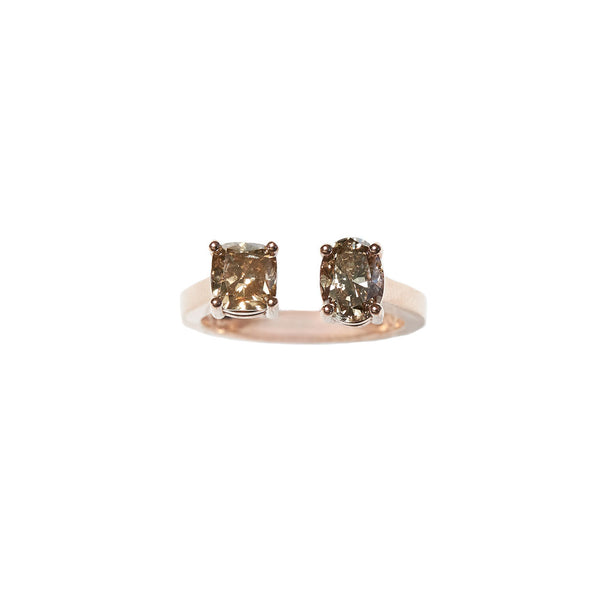 Maria Jose Jewelry Champagne Diamond Mixed Cuff Ring Front View