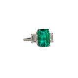 Maria Jose Jewelry Emerald and Diamond Three Stone Ring Side View