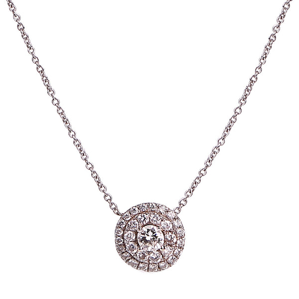 Maria José Jewelry White Dimaond Double Halo Pendant detail view