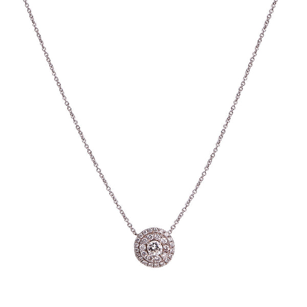 Maria José Jewelry White Dimaond Double Halo Pendant detail view
