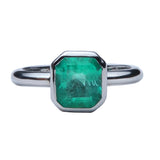 Maria Jose Jewelry Bezel Set Colombian Emerald Ring detailed close-up front view