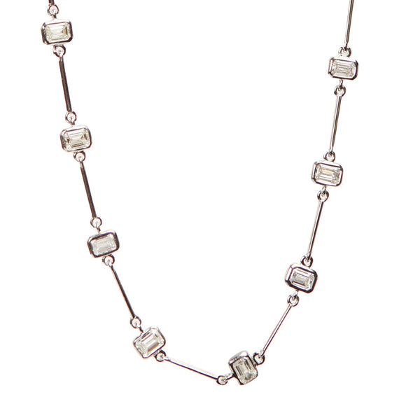 Maria Jose Jewelry Bezel Set Emerald Cut Diamond Necklace detail view