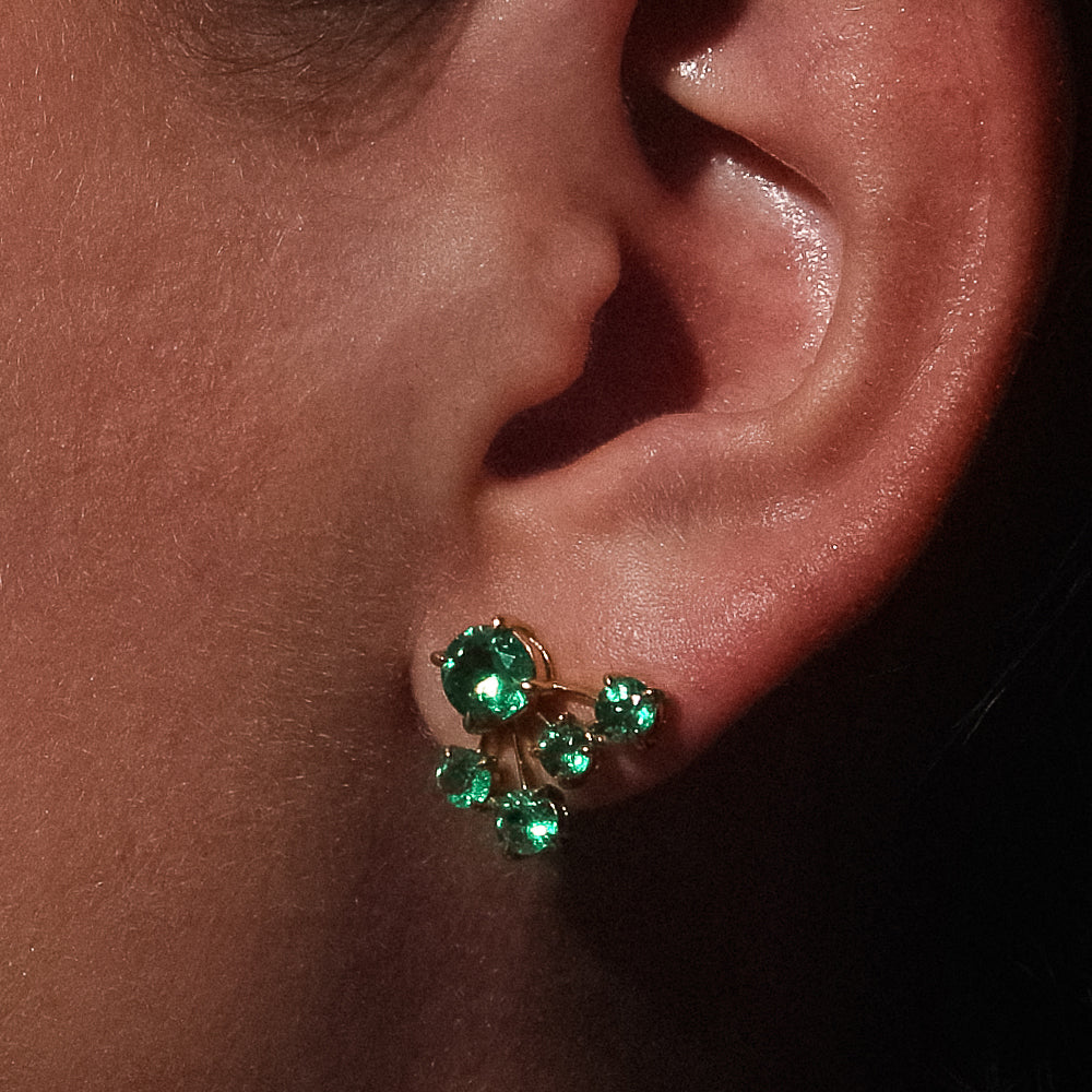 Maria Jose Jewelry Constellation Earrings image of both diamond and emerald earring