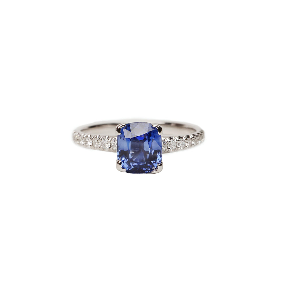 Maria Jose Jewelry Cushion Cut Sapphire Ring front view
