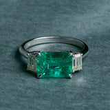 East West Colombian Emerald Ring