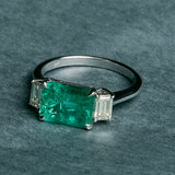 East West Colombian Emerald Ring