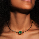 Maria Jose Jewelry Emerald Choker Necklace on dark skinned model