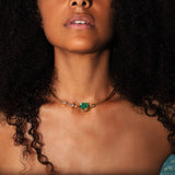 Maria Jose Jewelry Emerald Choker Necklace on model front view