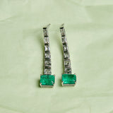 Modern Carré Diamonds and Emerald Earrings