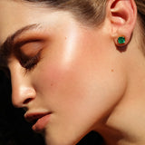 Maria Jose Jewelry Emerald Stud Earrings on model left ear