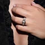 Maria Jose Jewelry Five Diamond Ring on model's left hand detail view