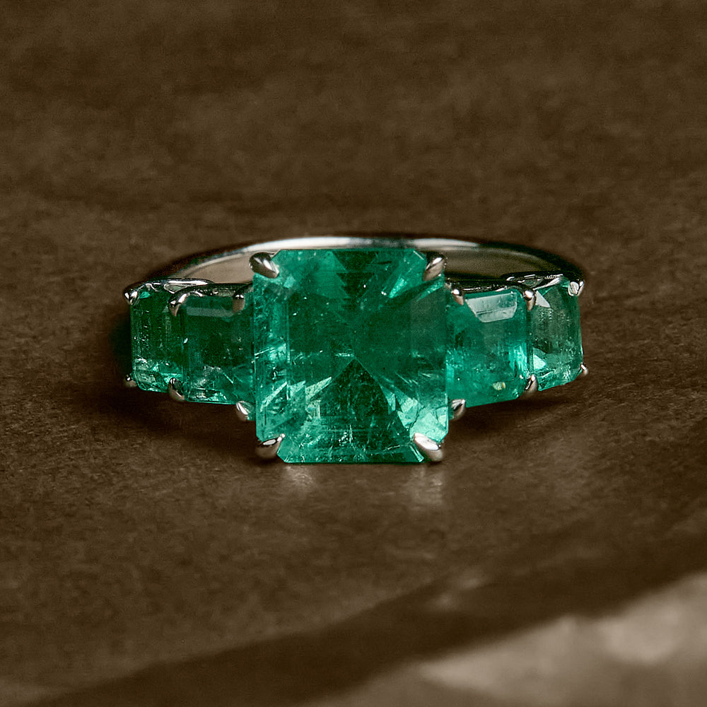 5 Stone Emerald Ring