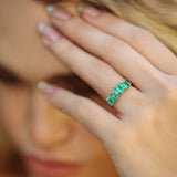 Maria Jose Jewelry Four Stone Emerald Ring on model