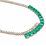 Maria Jose Jewelry Haute Emerald and Diamond Necklace laying flat sideways detail view