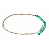 Maria Jose Jewelry Haute Emerald and Diamond Necklace laying flat sideways