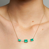 Maria Jose Jewelry 5.54 Carat Colombian Emerald Necklace on Model Front View