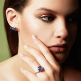 Maria Jose Jewelry 6.04 Carat Blue-Purple Sapphire Ring on Model Side Angle