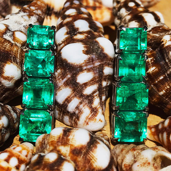 Maria José Jewelry 7.3 Carat Colombian Emerald Earrings