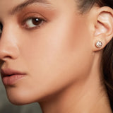 Maria Jose Jewelry Champagne Diamond Earrings on Model Left Angle View
