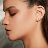 Maria Jose Jewelry Champagne Diamond Earrings on Model Left View