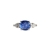 Maria Jose Jewelry Cushion Sapphire Three Stone Diamond Ring