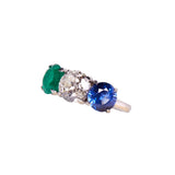 Maria Jose Jewelry Emerald and Sapphire Diamond Ring Left Side