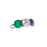 Maria Jose Jewelry Emerald and Sapphire Diamond Ring Right Side