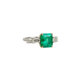 Maria Jose Jewelry Emerald Solitaire Ring with Diamonds Side View