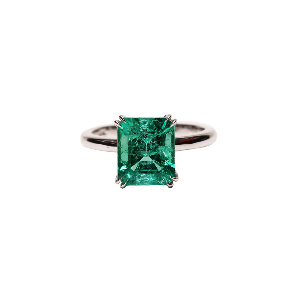 Maria Jose Jewelry Emerald Solitaire Ring Front Angle