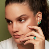 Maria Jose Jewelry Emerald Solitaire Ring on Model Left Hand