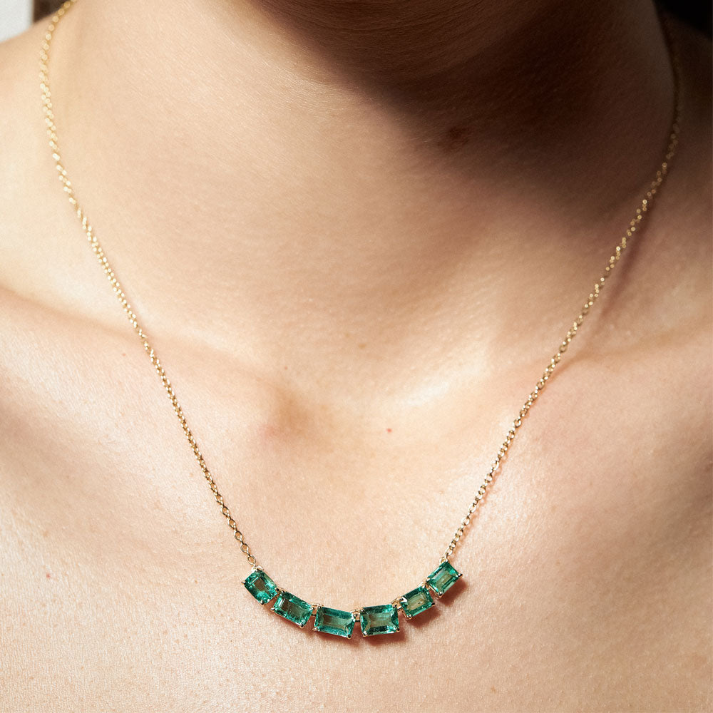 Maria Jose Jewelry 6 Emerald Stone Necklace Front View
