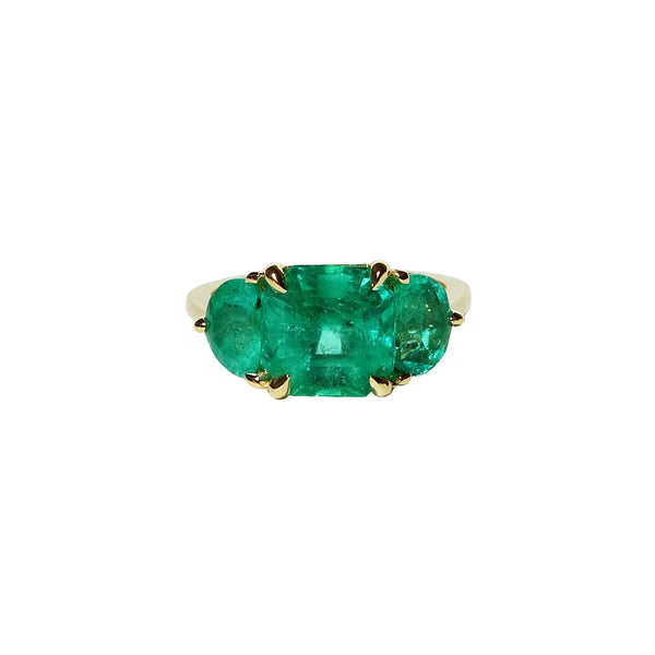 Maria Jose Jewelry Three Stone Emerald Ring Front View